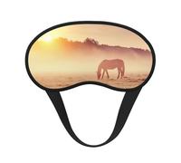 Horses On Pasture at Sundown Print Blindfold Sleep Mask, 100% Block Light Eye Sleep Shade Cover Eye Masks with Adjustable Strap
