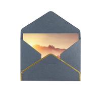 Horses On Pasture At Sundown Print Horizontal Gold-Edged Pearl Greeting Card W/Envelope-Holiday,Birthday,Anniversary,Party(2pcs)