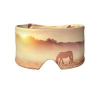 Horses On Pasture at Sundown Print Sleep Eye and Ear Muffs Mask - Soft & Breathable, Ideal for Travel, Meditation, and Nighttime Use