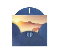 Horses On Pasture At Sundown Printing Holiday Love Buckle Pearl Paper Bulk With Envelopes Greeting, Thinking Of You Cards 4 X 6inch