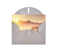 Horses On Pasture At Sundown Printing Holiday Love Buckle Pearl Paper Bulk With Envelopes Greeting, Thinking Of You Cards 4 X 6inch