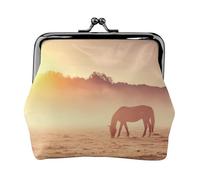 Horses On Pasture at Sundown Printing Lightweight Minimalist Wallet, Compact Coin Pouch for Gym Visits and Errands