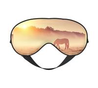 Horses On Pasture at Sundown Soft Sleep Mask Adjustable Strap Light Blocking Reversible Comfortable Night Mask