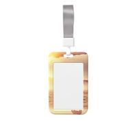 Horses On Pasture at Sundown Vertical Id Card Badge Holder with Neck Strap, Printed Waterproof Name Card Holder for Work Office Nurse School
