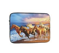 Horses On The Beach Printed Laptop Sleeve Case 15 Inch - Protective Laptop Cover Bag Shockproof Notebook Computer Bag For Men And Women