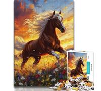 Horses on The Grassland 1000 Piece Jigsaw Puzzle for Adults And Teenagers,Fun Games Every Piece Is Unique - Challenging Family Fun Game (38x26cm)