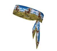 Horses on the Prairie Patterned Sports Headscarf Unisex Sweat Absorbing Headband for Tennis Volleyball Jogging Yoga
