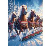 Horses Pulling A Sleigh Through The Snow 1000 Piece Pack Classic Jigsaw Puzzle Wildlife Plant Couple Puzzle Partners Ultra Difficult Wall Decor Easter New Year Cardboard 1000 PCS