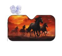 Horses Red Glowing Clouds Car Front Windscreen Sunshade - Sunscreen Heat-Insulating Reflective Sunshade, Foldable And Portable To Fit Most Car Models