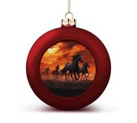 Horses Red Glowing Clouds Christmas Balls Ornaments 1PCS Christmas Tree Hanging Ball Personalization Red-Style Xmas Trees Ball Pendant for Holiday Party Decoration Supplies