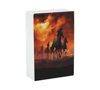 Horses Red Glowing Clouds Cigarette Case Stylish Lightweight Pocket Holder Case for Smoke Waterproof Cigarette Dispenser Cigarettes Accessories for Outdoor Camping Hiking