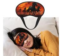 Horses Red Glowing Clouds Eye Mask for Sleeping Soft Satin Sleep Shade Cover Blindfold with Elastic Strap Travel Nap Blackout Eye Shade Cover for Women Men