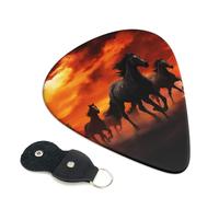 Horses Red Glowing Clouds Guitar Picks 6-Pack - Pick Set (0.46mm / 0.71mm / 0.96mm) Suitable For Guitar And Ukulele Playing