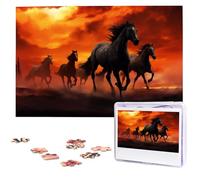 Horses Red Glowing Clouds Jigsaw Puzzle for Adults Challenging Wooden Puzzles 1000 Pieces Personalized Photo Puzzle Picture Jigsaws Custom Jigsaw Puzzles for Birthday
