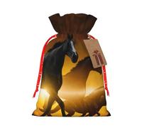 Horses Red Glowing Clouds Print Drawstring Bags Burlap Gifts Bag With Drawstring Gift Bags For Wedding/Party/Festival/Storage