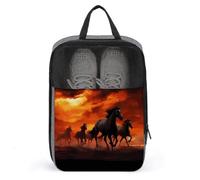 Horses Red Glowing Clouds Shoe Bag Shoe Bags for Travel Waterproof Shoe Bag Shoes Storage Organizer with Zipper & Handle Sneaker Bag Shoe Pouch Golf Shoe Bag Soccer Cleat Bag, style, One Size, Shoe