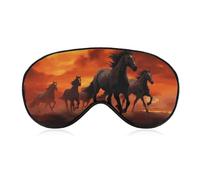 Horses Red Glowing Clouds Sleep Mask Light Blocking Eye Cover Polyester Eye Mask with Elastic Strap Blindfold for Side Sleeper Sleeping Masks Face Hugging for Women Men Travel