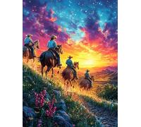 Horses Riding at Sunset 1000 Piece Jigsaw Puzzle for Adults Teens Scenery Science Fiction Post Work Wind Down Mind Calming Whimsical Design for Friends 1000 PCS