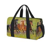 Horses Run Flower Sports Duffel Bag Horses Weekend Overnight Bag Tote Holdall Casual Travel Gym Duffel Bags for Kids Girls Boys Women Men