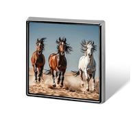 Horses Run in The Wind And Sand Lapel Pin Fashion Brooch Pin Cute Button Badges Square Button Pins Enamel Pins Metal Pinback for Hat Shirt Clothing Bags Decoration