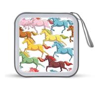 Horses Run Wild CD Case Holder Portable 40 Capacity DVD Wallet Storage Organizer for Car Travel