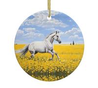 Horses Running Art Christmas Ceramic Circular Pendant Is An Excellent Addition To Your Holiday Decoration