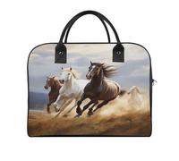 Horses Running Art Laptop Tote Bag Casual Travel Handbag Multi Pocket Shoulder Bags for Work Travel