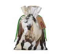 Horses Running Art Print Festive Christmas Bag Drawstring Gift Reusable Sack For Holiday Presents Xmas