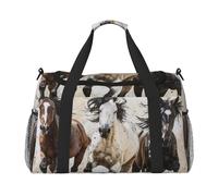 Horses Running Art Print Gym bag Large Capacity Hand Carry Bag Foldable Carry On Tote for Outdoor Activities