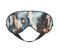 Horses Running Art Print Sleep Eye Mask Outdoor Indoor Travel Camping Meditation Yoga Shift Work Breathable