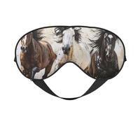 Horses Running Art Print Sleep Eye Mask Outdoor Indoor Travel Camping Meditation Yoga Shift Work Breathable