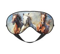 Horses Running Art Print Soft Eye Mask with Adjustable Strap Sleep Shade Cover for Airplane Travel Nap