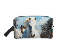 Horses Running Art Print Travel Toiletry Bag,Makeup Bag,Cosmetic Bag,Hanging Tolietry Bag for Women Men,Gym Daily