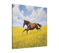 Horses Running Art -Print Unframed Canvas Print 16x16 Inch, Modern Wall Art for Living Room Bedroom, Ready to Hang Home Decor Gift.