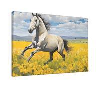 Horses Running Art -Print Unframed Wall Art 12X18 Inch, Canvas Print with Mounting Hooks, Modern Home Decor for Living Room, Bedroom & Office.