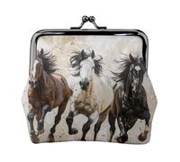 Horses Running Art Print Vintage Leather Change Purse Elegant Small Coin Purse for Women Coin Pouch Wallet Mini
