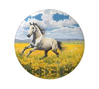 Horses Running Art Round Badge - Durable Tinplate Design With Full Single-Sided Print, Perfect For Custom Gifts & Apparel Decoration