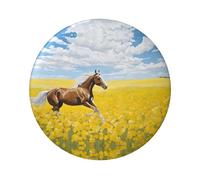 Horses Running Art Round Badge - Durable Tinplate Design With Full Single-Sided Print, Perfect For Custom Gifts & Apparel Decoration