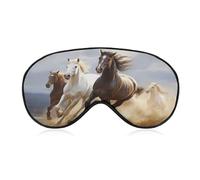 Horses Running Art Sleep Mask Light Block-Out Eye Mask for Side Sleeper Pressure-Free Soft Night Blindfold with Adjustable Strap Breathable Sleep Eye Cover for Travel