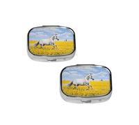 Horses Running Art Square Mini Medicine Box, Lightweight to Carry, Durable and Long-Lasting