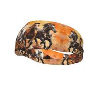 Horses Running Art Stylish Sweatband Sports and Outdoor Activities,Adjustable,Elastic,Breathable Headband