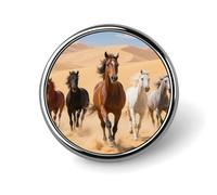 Horses Running Button Pins - Personalized Round Badges for Women Men Custom Photo Buttons for Backpack Cloth Decoration Souvenir Gifts, Metal Badge Brooch Party Costume Accessory