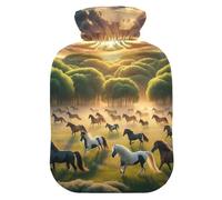 Horses Running Hot Water Bottles with Soft Velvet Cover Hot Water Bag for Hot and Cold Compress, 2L