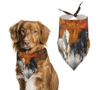 Horses Running in Autumn Scenery Dog Bandana Pet Scarf for Small Medium Large Dogs Triangle Bibs Photo Prop Gift