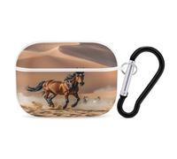 Horses Running in Desert Storm Earbuds Organizer Shockproof Protective Airpods Pro Cover with Carabiner Clip Anti Fall Carrying Earphone Case Cover for Airpods Pro 2nd Generation White