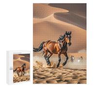 Horses Running in Desert Storm Jigsaw Puzzles Wooden Puzzle Personalized Picture Puzzle 1000 PCS Family Decoration Puzzles for Adults Challenging Puzzle Family Wedding Graduation Present