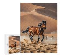 Horses Running in Desert Storm Jigsaw Puzzles Wooden Puzzle Personalized Picture Puzzle 500 PCS Family Decoration Puzzles for Adults Challenging Puzzle Family Wedding Graduation Present