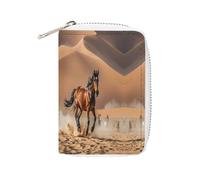 Horses Running in Desert Storm Leather Card Bag Portable Coin Wallet Mini Change Holder Coin Pocket PU Wallet Card Wallets Clutch Bags for Women Men, style, 16x11.5cm