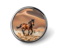 Horses Running in Desert Storm Round Badge Cute Enamel Lapel Pin Brooches Button Pin Personalized Clothing Decoration Unisex Badge Holder Hats Bags Shirts Decor