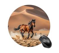 Horses Running in Desert Storm Round Mouse Pad Smooth Glide Gaming Mousepad Extra Density Portable Comfortable Mouse Mat for Desk, Home, Office 7.8x7.8 Inches